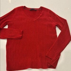 Tommy Hilfiger Red V-Neck Sweater